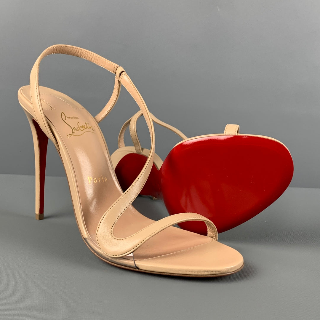 CHRISTIAN LOUBOUTIN Size Nude Leather Rosalie Heel Sandals – Sui