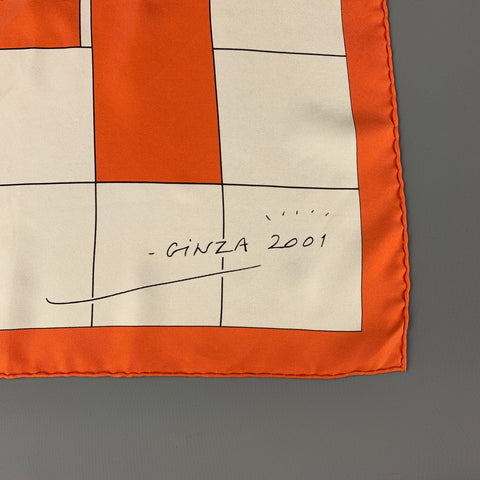 HERMES Limited Edition 2001 White & Orange Silk Scarf
