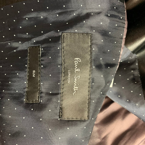 PAUL SMITH Size 46 Navy & Black Wool Peak Lapel Sport Coat