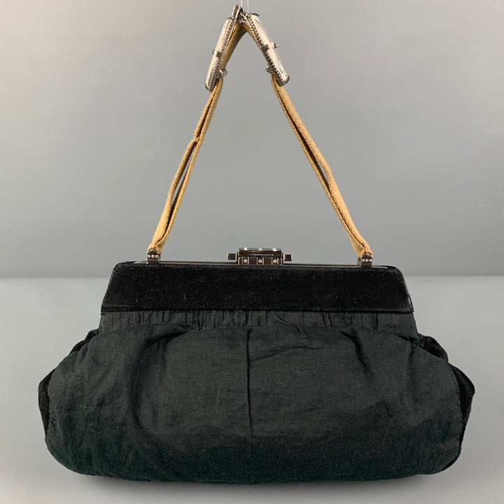 MARNI Black Mixed Fabrics Suede Fabric Evening Handbag