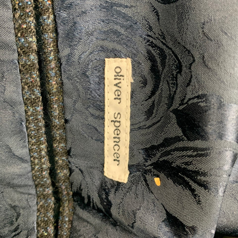 OLIVER SPENCER Talla 42 Abrigo deportivo de lana de patchwork azul marino y negro