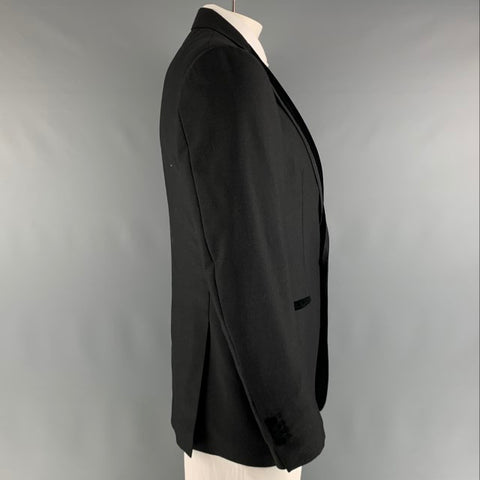 SALVATORE FERRAGAMO Size 42 Black Solid Wool Mohair Sport Coat