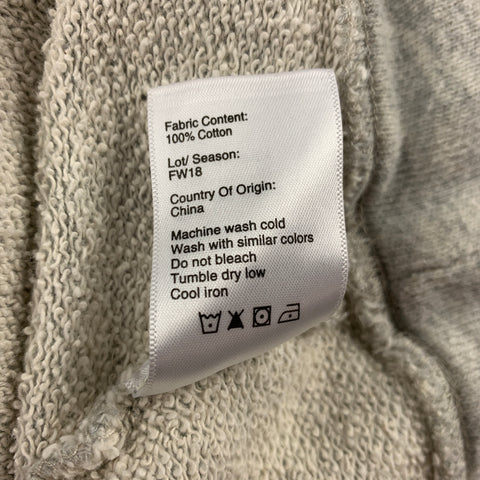 R13 F/W 18 Size L Light Gray Heather Distressed Cotton Crew-Neck Sweatshirt