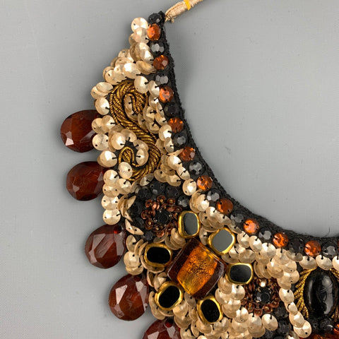 ROBERTA FREYMANN Black & Beige Embellished Necklace