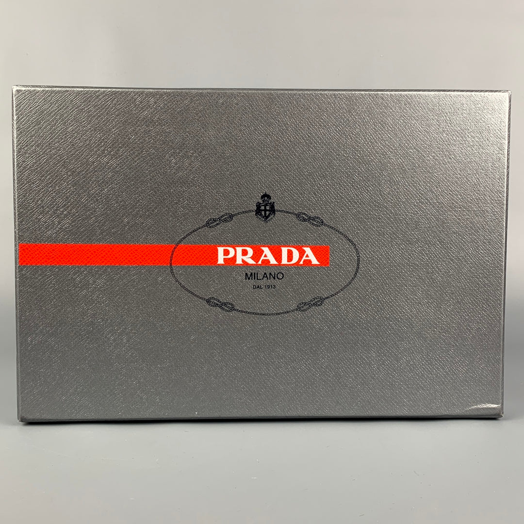PRADA Size 7.5 Black &  Pink Nylon Mesh Slip Sneakers