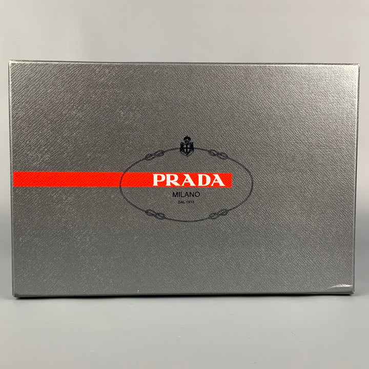 PRADA Size 7.5 Black &  Pink Nylon Mesh Slip Sneakers