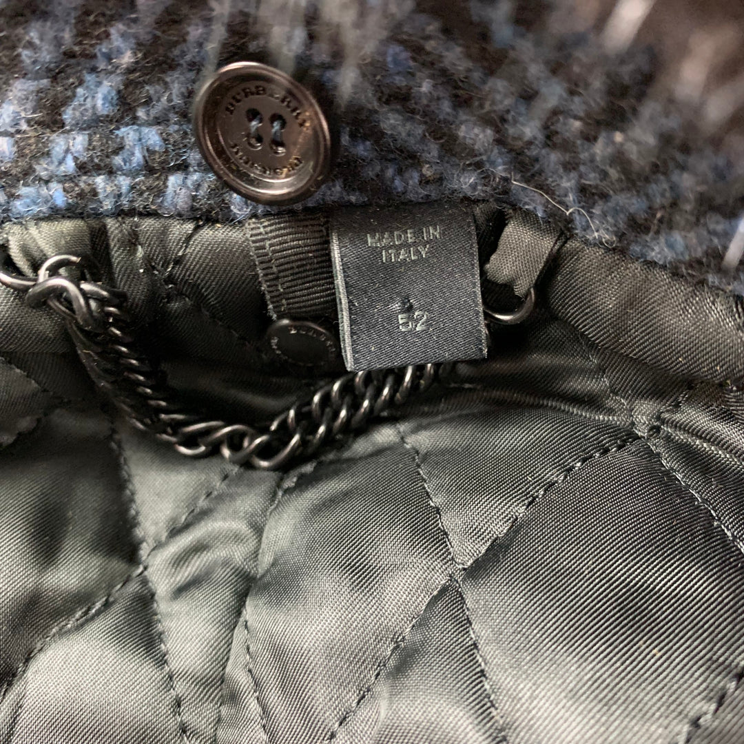 BURBERRY PRORSUM Otoño 2011 Talla 42 Abrigo azul con cuello de visón extraíble de lana en zigzag