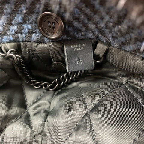 BURBERRY PRORSUM Fall 2011 Size 42 Blue Zig Zag Wool Removable Mink Collar Coat