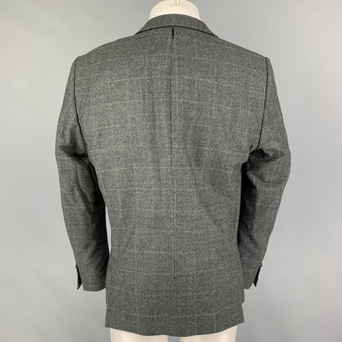 THE KOOPLES Size 40 Dark Gray Glenplaid Wool Peak Lapel Sport Coat