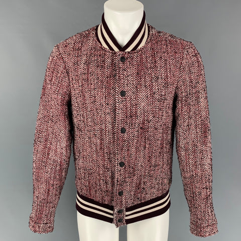 SCOTCH AND SODA Size M Burgundy Black White Herringbone Wool / Polyester Jacket