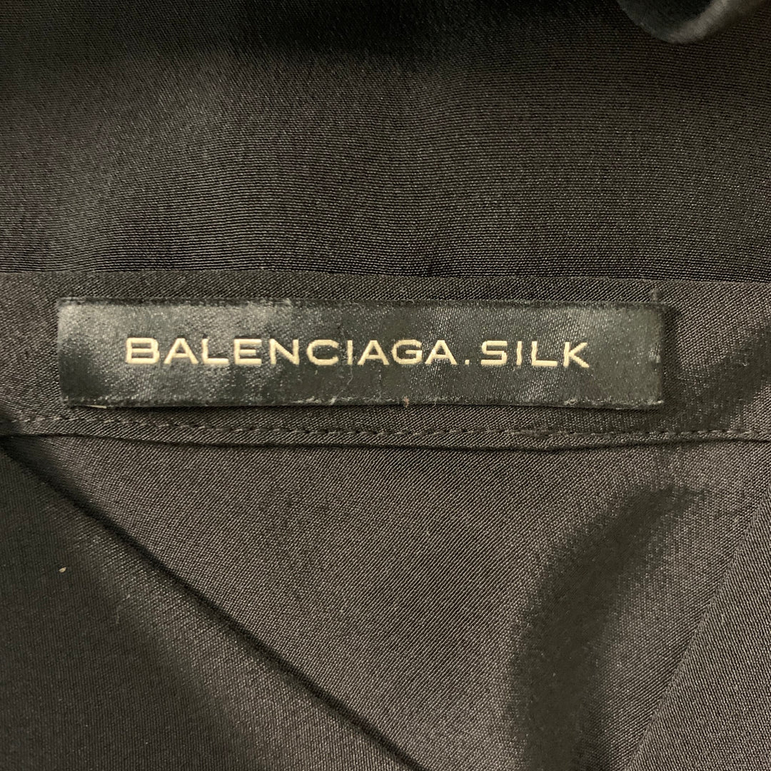 BALENCIAGA Size 4 Black Silk Ribbed Dress