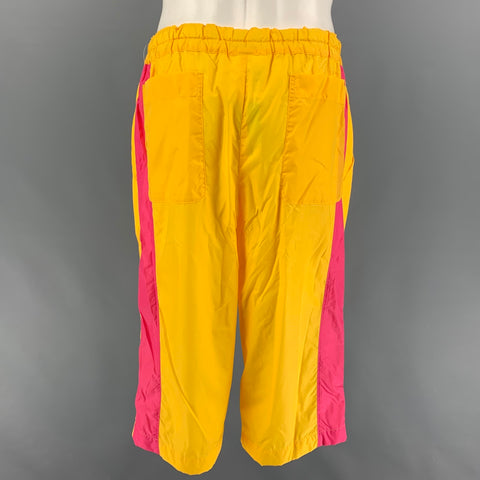 COMME des GARCONS SHIRT Size S Yellow Pink Stripe Polyamide Shorts