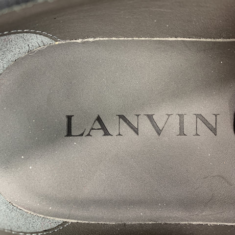 LANVIN Size 10 Black Patent Leather Tuxedo SlipperLoafers