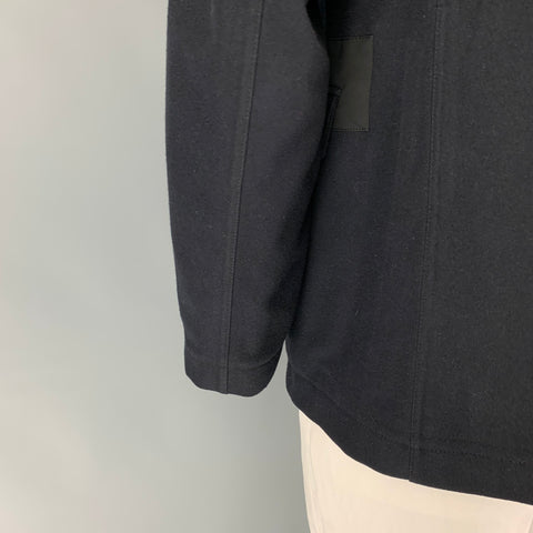 MARNI Size 40 Navy Black Wool Blend Notch Lapel Sport Coat