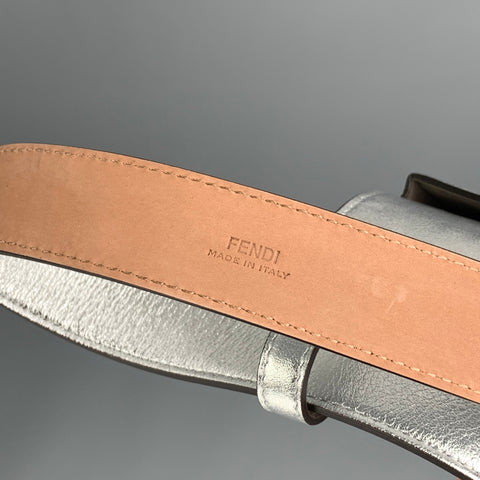 FENDI Silver Leather Metallic Multi-Accessory Belt