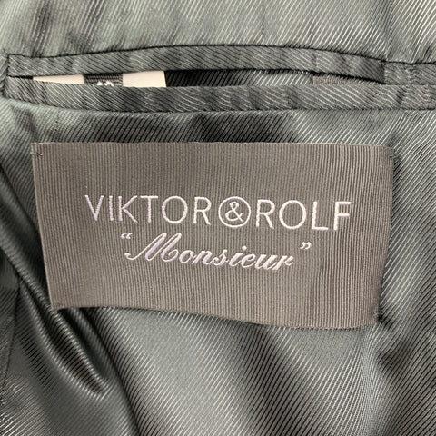 VIKTOR & ROLF Size 38 Black Ruched Polyester Blend Shawl Collar Sport Coat