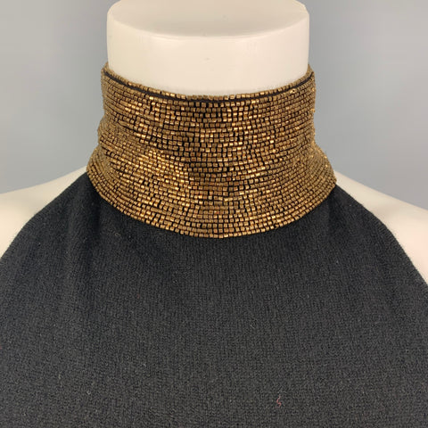 RALPH LAUREN BLACK LABEL Talla S Jersey con cuentas y mezcla de cachemira en color negro y dorado
