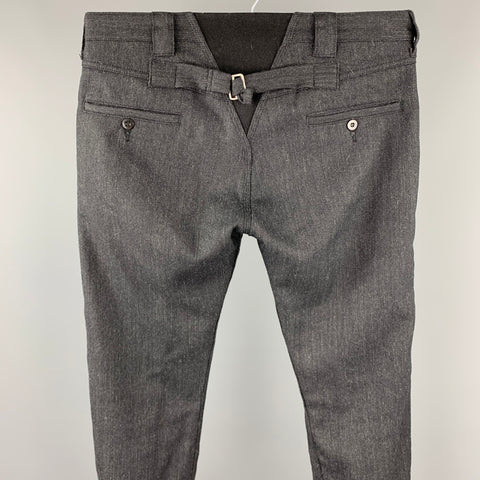 JUNYA WATANABE Size L Charcoal Herringbone Wool Blend Dress Pants