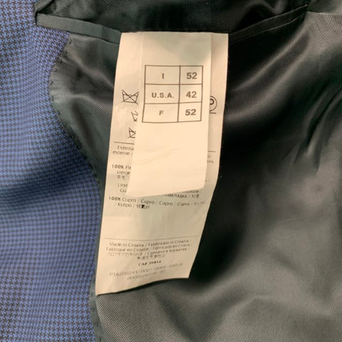 VALENTINO Size 42 Navy Black Houndstooth Wool Single Breasted Sport Coat