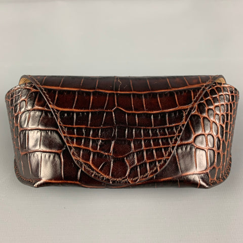 SMYTHSON OF BOND ST. Brown Embossed Leather Glasses Case