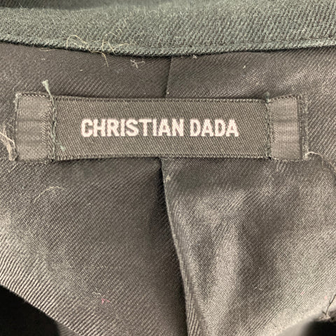CHRISTIAN DADA Chest Size 38 Size 38 Black Solid Cotton / Linen Military Jacket