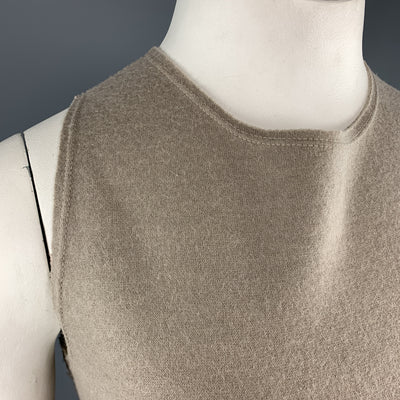 THE ROW Size L Taupe Virgin Wool Blend Knit Sleeveless Sheath Sweater Dress