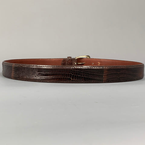 POLO by RALPH LAUREN Size 36 Brown Lizard Sterling Silver Belt