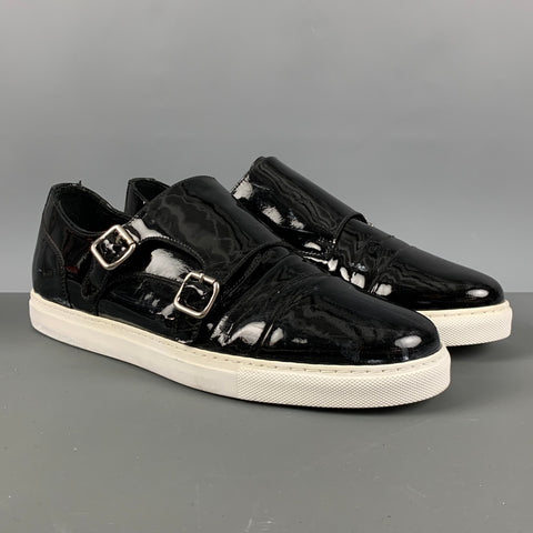 DSQUARED2 Size 10 Black Double Monk Strap Sneakers