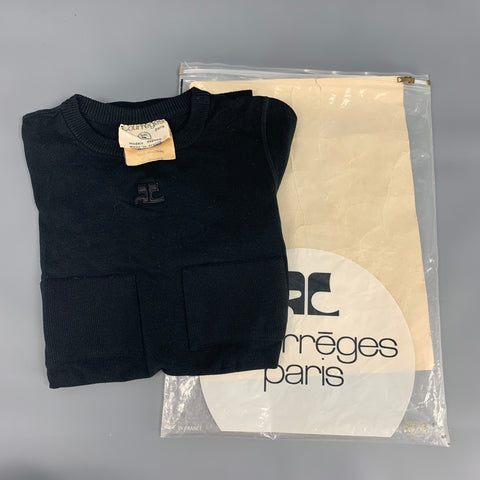 COURREGES Size S Black Polyamide Short Sleeve Dress Top