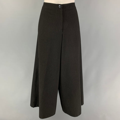 COP. COPINE Size 4 Black Polyester Blend Pinstripe Wide Leg Casual Pants