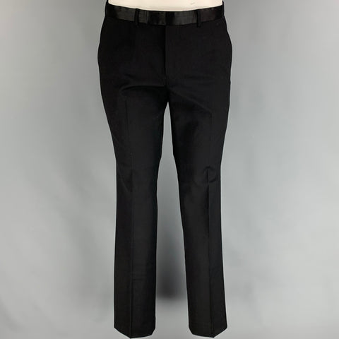TOPMAN Size 40 Black Polyester / Viscose Peak Lapel Tuxedo Suit