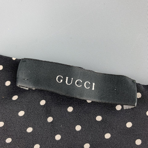 GUCCI Black & White Polka Dot  Silk Twilly Neck Tie Scarf