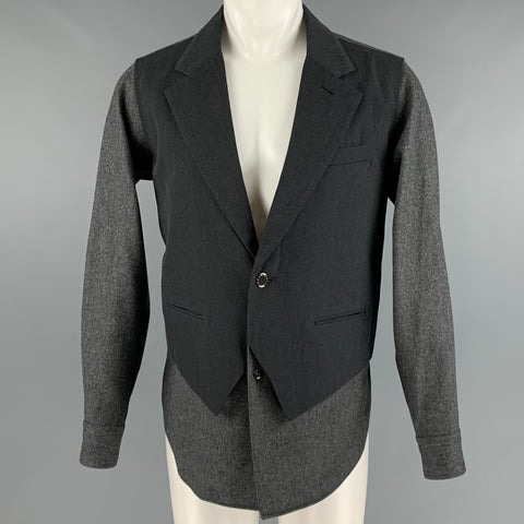 FUMITO GANRYU Taille M Manteau de sport en tissus mélangés gris anthracite