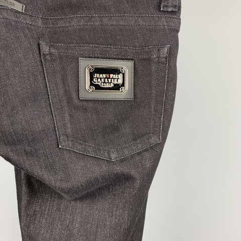JEAN PAUL GAULTIER Size 29 Black Denim Low Rise Laced Leg Jeans