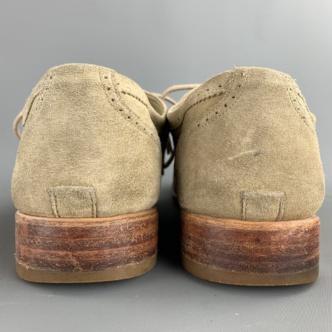 N.D.C. Size 10.5 Khaki Distressed Suede Wingtip Lace Up Shoes