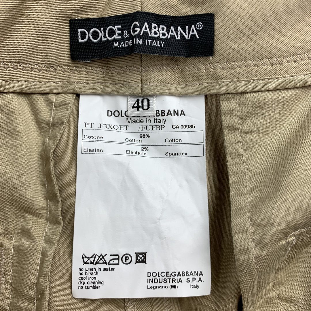 DOLCE & GABBANA Size 4 Khaki Cotton Wide Leg Dress Pants