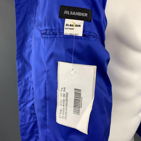 JIL SANDER by RAF SIMONS Size 38 Blue Nylon High Neck Zip Hood Parka
