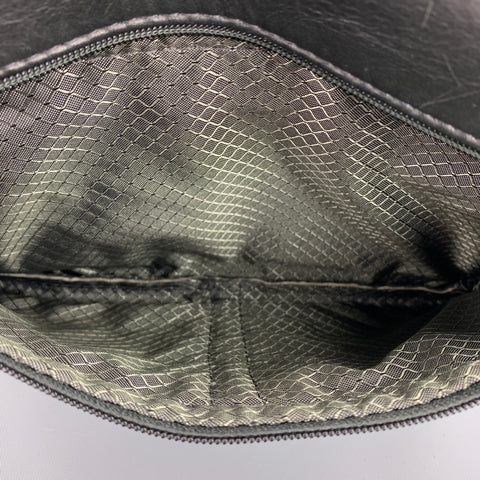 VINTAGE Black Embossed Leather Shoulder Bag