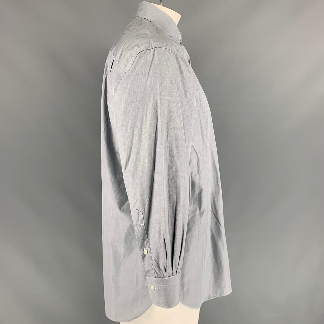 ERMENEGILDO ZEGNA Size XL Grey Cotton Long Sleeve Shirt
