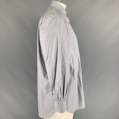 ERMENEGILDO ZEGNA Size XL Grey Cotton Long Sleeve Shirt