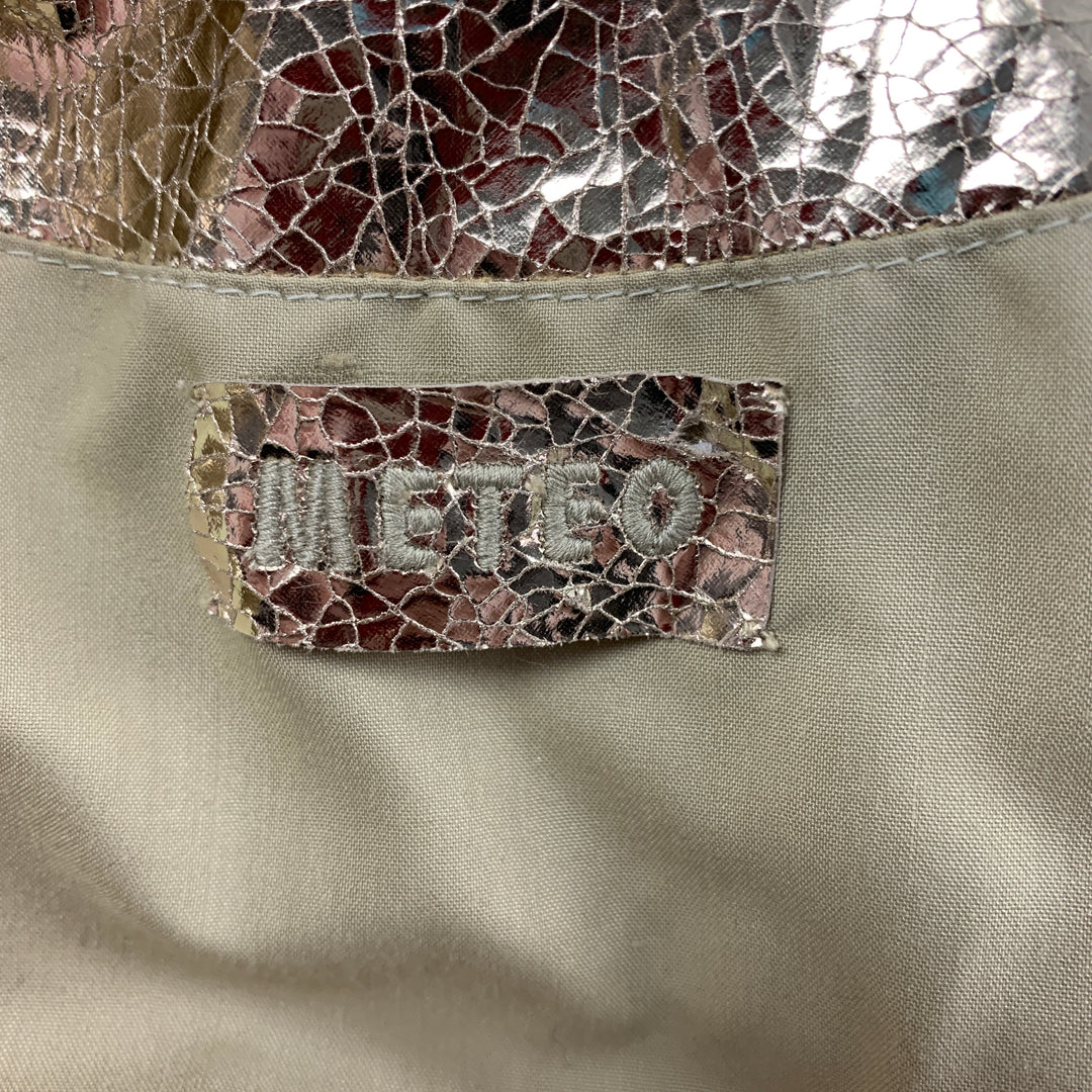 METEO Size XS Gold Leather Metallic Lamb Skin Biker Jacket