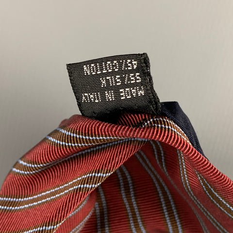 MICKY Burgundy Brown Diagonal Stripe Silk / Cotton Tie