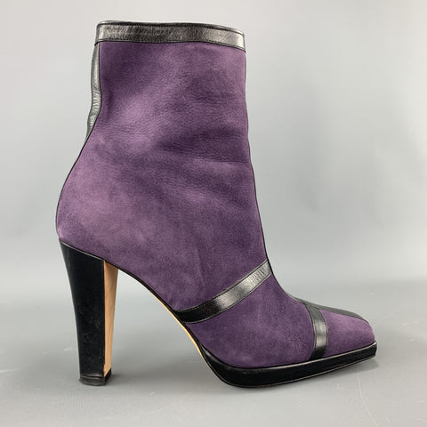 JOSEPH AZAGURY Talla 7 Botines de ante morado con rayas negras