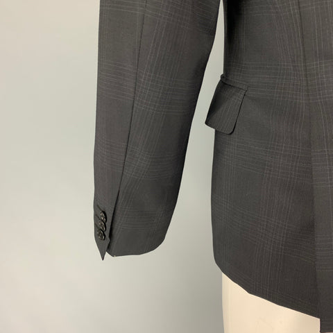 JOHN VARVATOS Size 40 Black Plaid Wool Notch Lapel Sport Coat