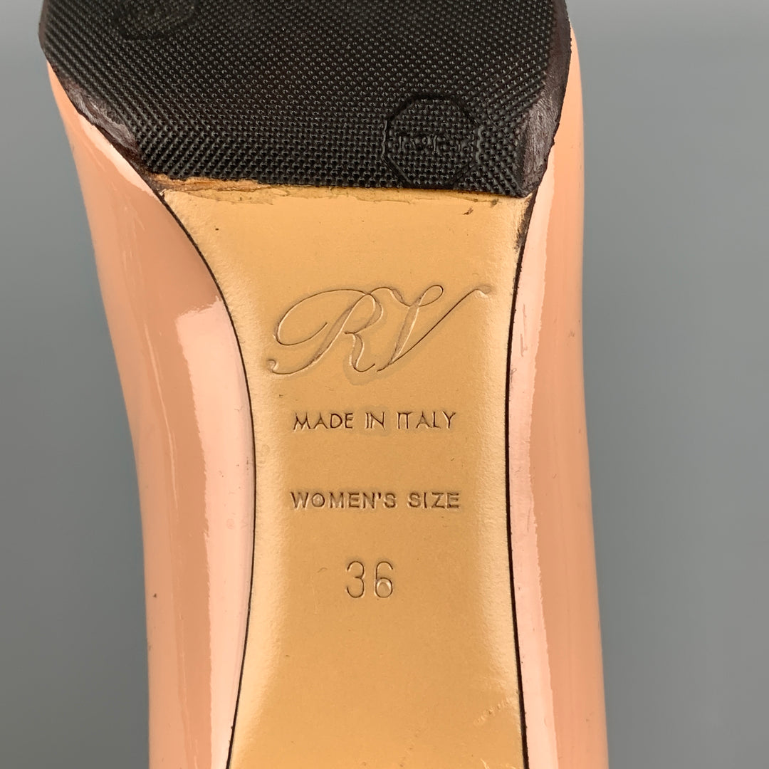 ROGER VIVIER Size 6 Nude Patent Leather Curved Heel Pumps