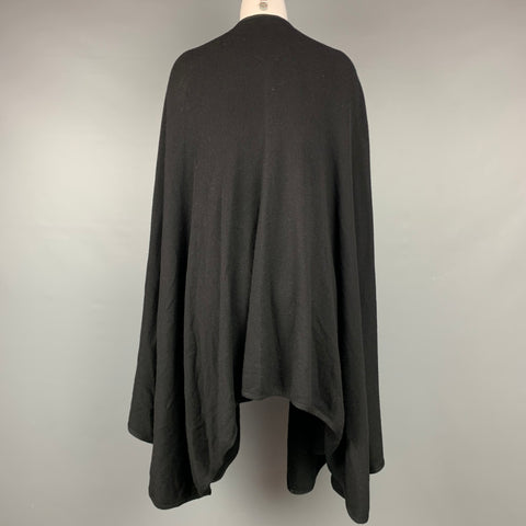 BARNEY'S NEW YORK One Size Black Knitted Merino Wool Poncho