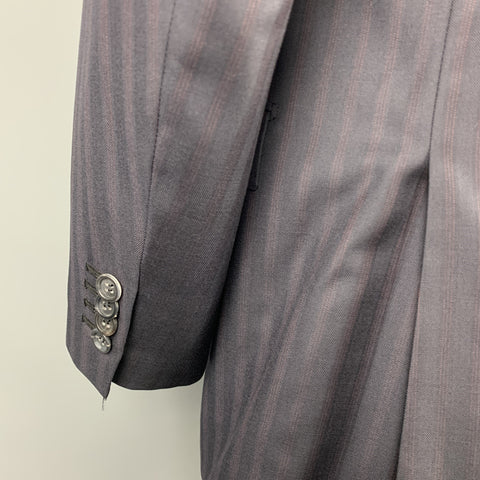 BRIONI Size 42 Navy Striped Wool Notch Lapel Suit