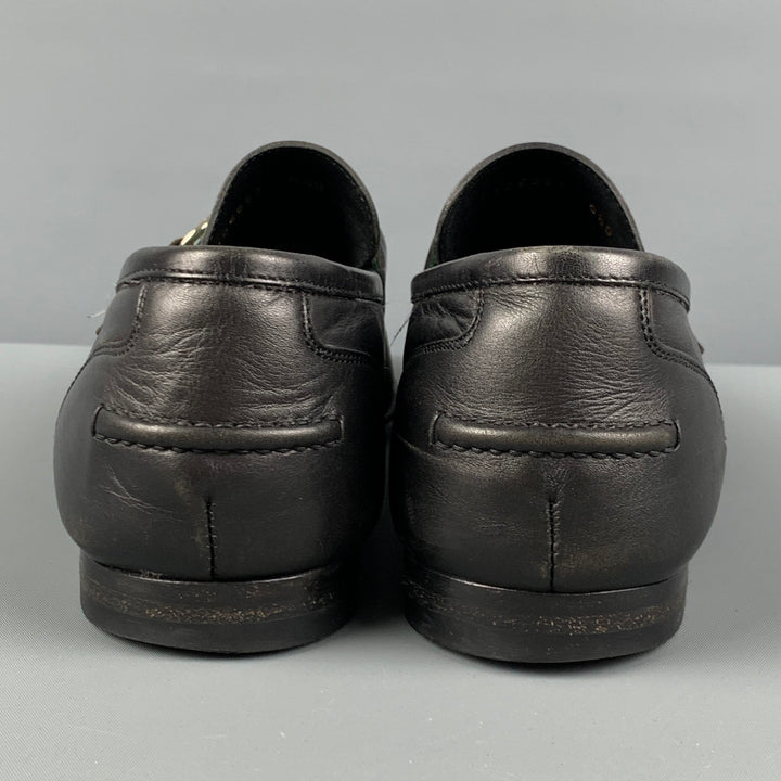 GUCCI Size 8.5 Black Leather Horsebit Loafers