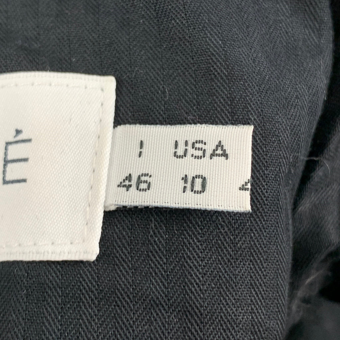 SEE By Chloe Size 10 Grey Black Cotton Blend Herringbone Hidden Buttons Coat