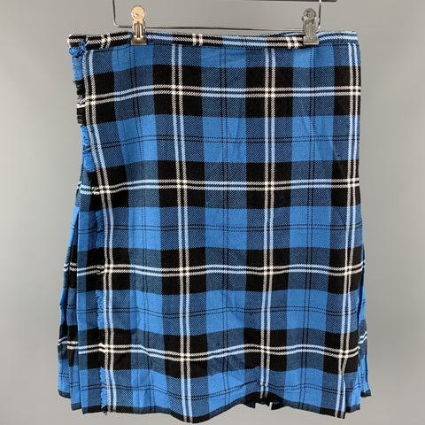 WENCHES AT WORK CREATION Size 34 Blue & Black Plaid Acrylic Kilt